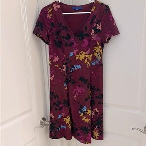Apt 9 Floral V-Neck Dress - Burgundy Multicolor